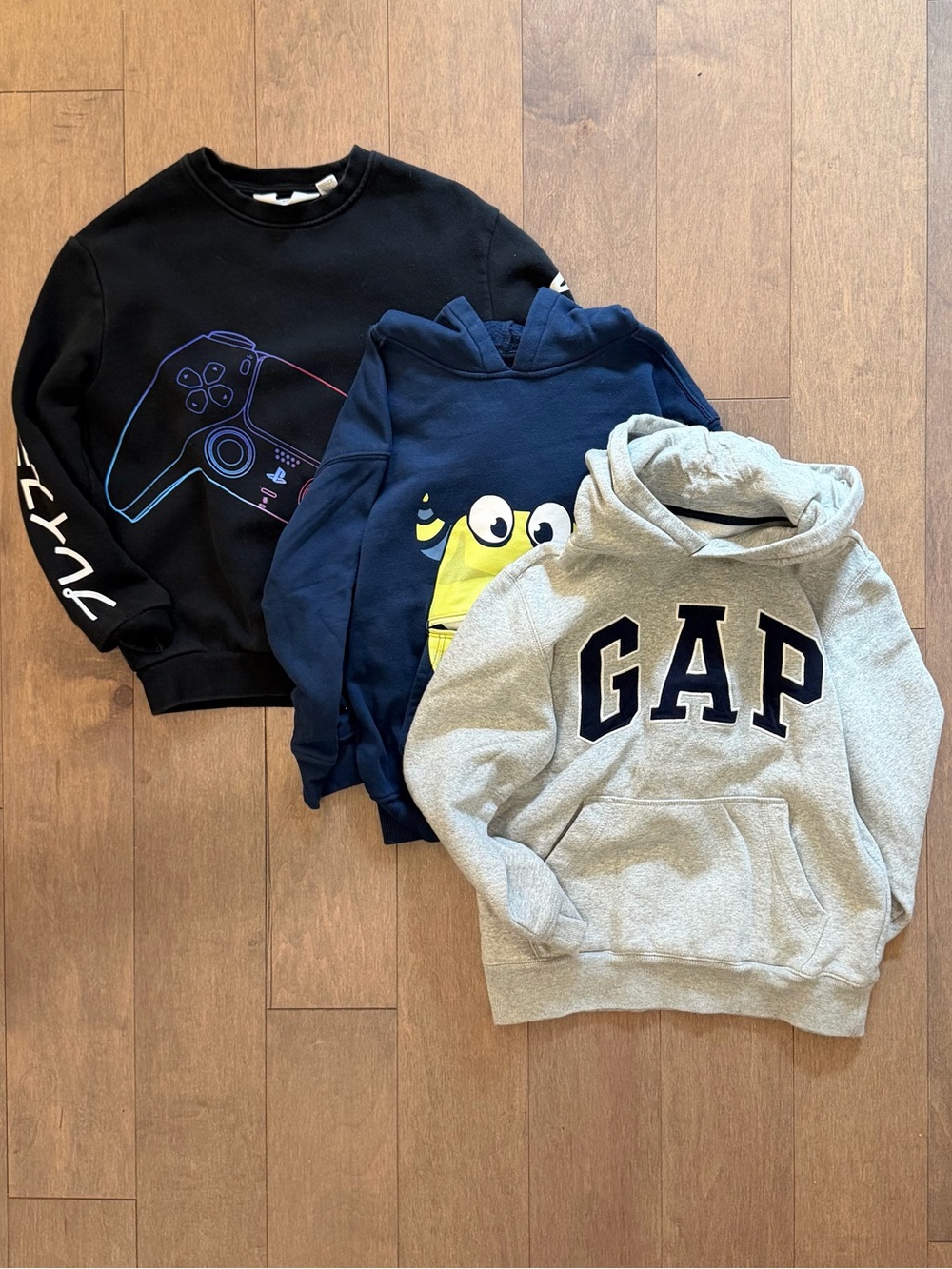GAP Kids Light Gray Hoodie with Navy Logo